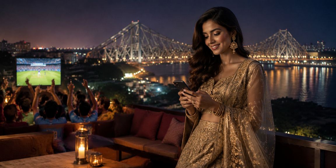 Cricket fan betting confidently using mobile in Kolkata